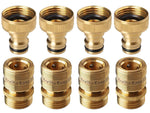 GORILLA EASY CONNECT Garden Hose Quick Connect Fittings. ¾ Inch GHT Solid Brass. 4 Sets of Male & Female Connectors.