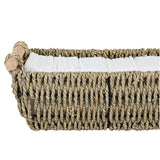 Storage Baskets, Decorative Seagrass Basket Tote with Wooden Handles, 12" x 6.3" x 4.3", 2-Pack