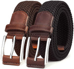 Belt for Men,Woven Stretch Braided Belt 2 Unit Gift-boxed Golf Casual Belts,Width 1 3/8"