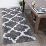 Ottomanson Flokati Trellis Design Shag Runner Rug, 2' x 5', Dark Gray