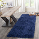 Ottomanson Flokati Collection Faux Sheepskin Shag Runner Rug, 2'X5', Navy