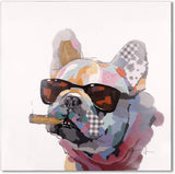 Bignut Art Oil Painting Hand Painted Funny Animal Smoking Dog Cool Wall Art on Canvas Framed Wall Decor for Living Room Bedroom Office (30x30 Inches, Smoking Dog)