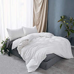 100% Washed Cotton Duvet Cover 3 Piece, Comforter Cover California King Size, Ultra Soft with Zipper Closure, Corner Ties, Simple Bedding Style, Gray White Plaid by SORMAG