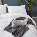 100% Washed Cotton Duvet Cover 3 Piece, Comforter Cover California King Size, Ultra Soft with Zipper Closure, Corner Ties, Simple Bedding Style, Gray White Plaid by SORMAG