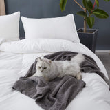 100% Washed Cotton Duvet Cover 3 Piece, Comforter Cover California King Size, Ultra Soft with Zipper Closure, Corner Ties, Simple Bedding Style, Gray White Plaid by SORMAG