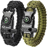A2S Protection Paracord Bracelet K2-Peak – Survival Gear Kit with Embedded Compass, Fire Starter, Emergency Knife & Whistle EDC Hiking Gear- Camping Gear
