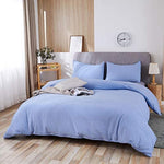 100% Washed Cotton Duvet Cover 3 Piece, Comforter Cover California King Size, Ultra Soft with Zipper Closure, Corner Ties, Simple Bedding Style, Gray White Plaid by SORMAG
