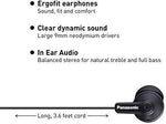 Panasonic ErgoFit In-Ear Earbud Headphones RP-HJE120-K (Black) Dynamic Crystal Clear Sound, Ergonomic Comfort-Fit