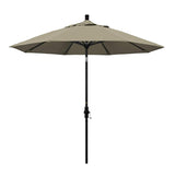California Umbrella 9' Round Aluminum Market Umbrella, Crank Lift, Collar Tilt, White Pole, Sunbrella Pacific Blue