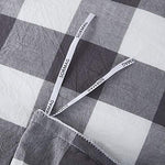 100% Washed Cotton Duvet Cover 3 Piece, Comforter Cover California King Size, Ultra Soft with Zipper Closure, Corner Ties, Simple Bedding Style, Gray White Plaid by SORMAG