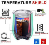 12 oz Double-Insulated Stemless Glass, Stainless Steel Tumbler Cup with Lids for Wine, Coffee, Drinks, Champagne, Cocktails, 2 Sets (Black)