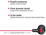 Panasonic ErgoFit In-Ear Earbud Headphones RP-HJE120-K (Black) Dynamic Crystal Clear Sound, Ergonomic Comfort-Fit