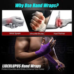 Liberlupus Boxing Hand Wraps for Men & Women, 120 & 180 Inches Wraps for Boxing Gloves, Handwraps with Hand & Wrist Support for Boxing Kickboxing Muay Thai MMA