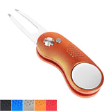 Mile High Life All Metal Foldable Golf Divot Tool with Pop-up Button & Magnetic Ball Marker (Multi-Colors/Shape)