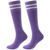 Youth Soccer Socks Fasoar Teens Knee High Football Socks Long Striped Rugby Tube Socks 2/6/10 Pairs