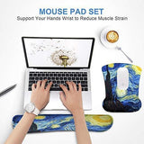 Mouse Pad with Wrist Support and Keyboard Wrist Rest Pad Set,Ergonomic Mouse Pads for Computers Laptop,Non-Slip Comfortable Mousepad w/Raised Memory Foam for Easy Typing Pain Relief (Eiffel Tower)