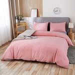 100% Washed Cotton Duvet Cover 3 Piece, Comforter Cover California King Size, Ultra Soft with Zipper Closure, Corner Ties, Simple Bedding Style, Gray White Plaid by SORMAG