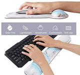 Mouse Pad with Wrist Support and Keyboard Wrist Rest Pad Set,Ergonomic Mouse Pads for Computers Laptop,Non-Slip Comfortable Mousepad w/Raised Memory Foam for Easy Typing Pain Relief (Eiffel Tower)