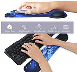 Mouse Pad with Wrist Support and Keyboard Wrist Rest Pad Set,Ergonomic Mouse Pads for Computers Laptop,Non-Slip Comfortable Mousepad w/Raised Memory Foam for Easy Typing Pain Relief (Eiffel Tower)