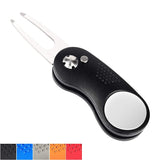 Mile High Life All Metal Foldable Golf Divot Tool with Pop-up Button & Magnetic Ball Marker (Multi-Colors/Shape)